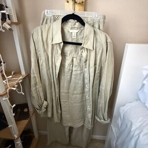 H&M linen blend shirt and pants matching set
